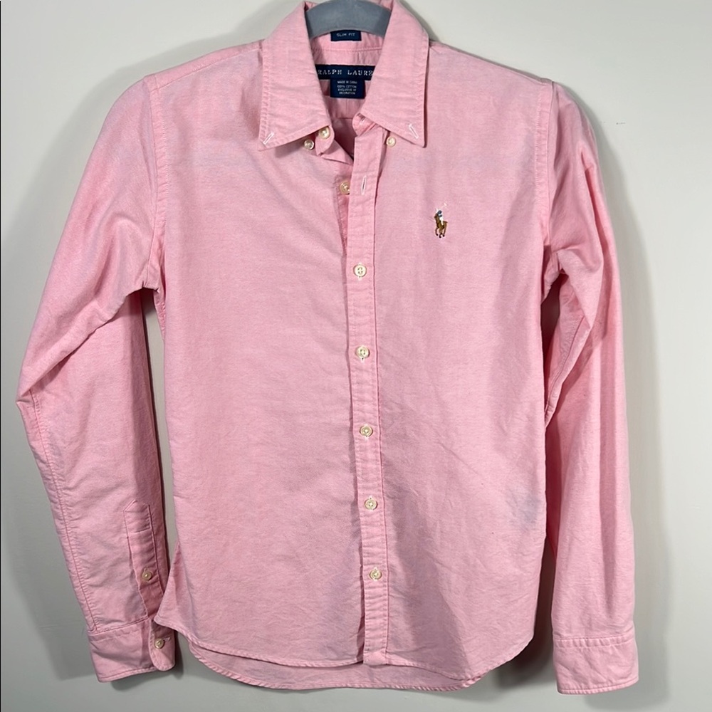 Ralph Lauren Pink Oxford Button-Down Shirt - Womens 0